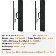 Enhanced Feather Flag Pole Kit - 2 Pack Swooper Flag Poles, 12.7 Ft Tall For Outdoor Business Advertising, Includes Ground Stakes & Carrying Bag (Flags Not Included)