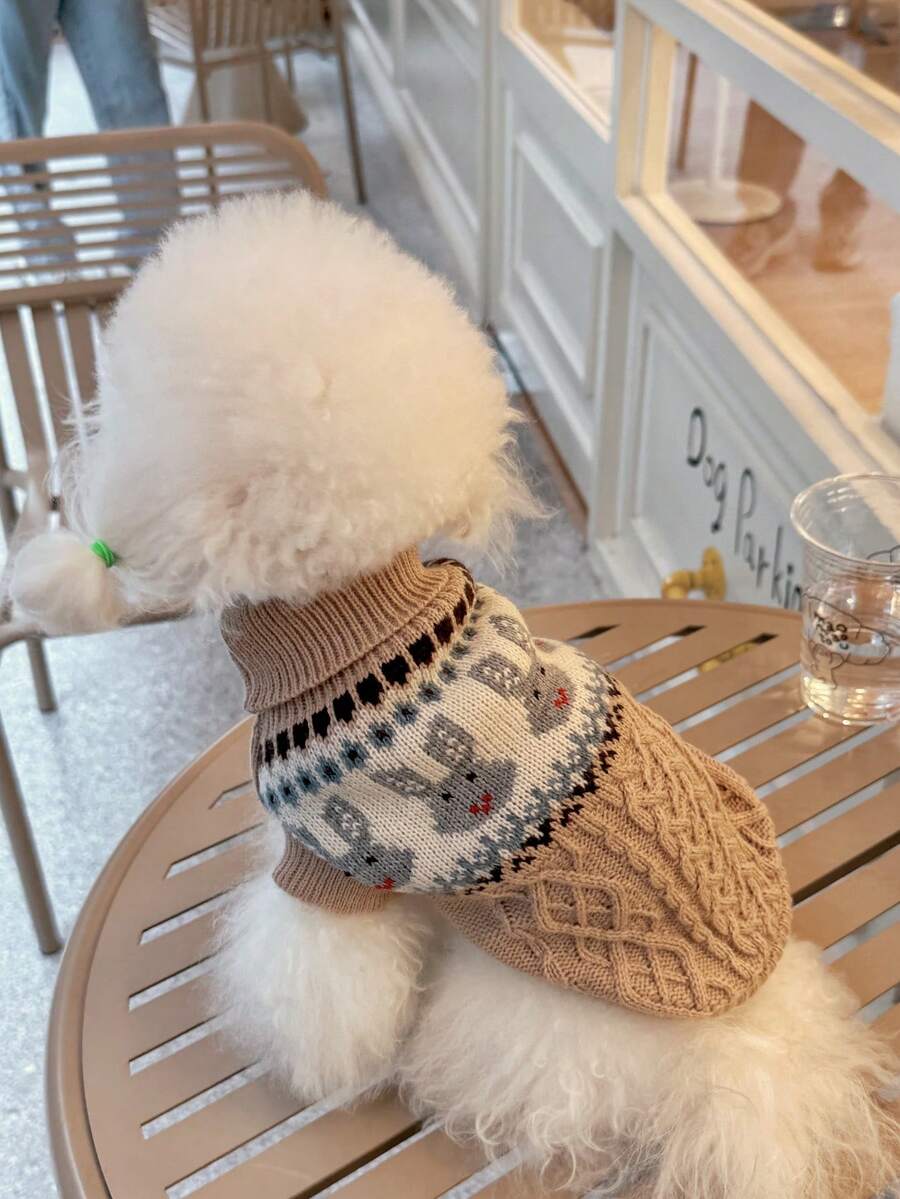 Vintage Rabbit Fairisle Pet Sweater, Warm & Cozy For Dogs & Cats, Autumn/Winter