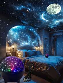 1pc 7-Color Starry Sky Projection Lamp, USB Powered, Suitable For Home, Living Room, Holiday Atmosphere, Party, Bedroom, Room Decor, Outdoor Christmas Lighting, Christmas, Christmas Decorations, Light, LED Lamp, Room Decor, Bedroom, Christmas Decorations, Night Light - Colorful Starry Sky Projection Light - View 11