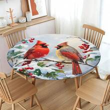 Water-Resistant Round Tablecloth With Elastic Edge For 40-44" Tables - Gift-bird 2 - View 9