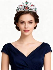 1pc Elegant Royal Deer Antler & Leaf Branch Crown - Shiny - Green, Red, Gold, White And Transparent Decorative Headpiece - Christmas, New Year Or All Year Round Formal Party Crown, Suitable For Women - Durable Comfortable Design, Suitable For Themed Events, Balls And Casual Outfits - Perfect Match For Christmas Party Outfits And Holiday Celebrations - Deer Shaped Headpiece Crown