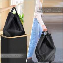 Cesto De Ropa Sucia 110L Plegable Cesta de Lavandería con Tapa y Bolsaíble, Portátil Organizador Canasto Bote de Almacenamiento para Dormitorio y Baño, Negro LOIU - 165L-Azul marino - Ver 6