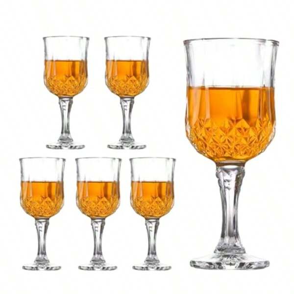 6 PCS Clear Crystal Effect Whiskey Wine Champagne Flute Glasses Drinks Cups Reusable For Parties Weddings Outdoor Events BBO And Picnics