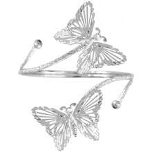 Gold Butterfly Arm Cuff For Women Open Adjustable Upper Arm Bangle Coil Swirl Armlet Armband Minimalist Upper Arm Cuff Jewelry Statement Vintage Party Jewelry - 銀蝴蝶1 - 查看 5