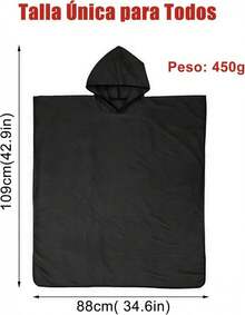 Poncho De Surf Con Capucha, Bata De BañO De Microfibra Para Mujer(80 X 110cm), Bata Natacion Secado RáPido,Poncho De Toalla Suave Con Bolsillo Para Playa NatacióN, Surf, Negro - Negro - Ver 8