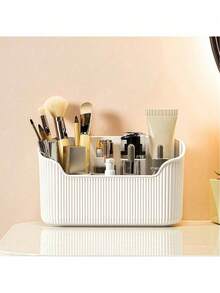 Organizador de Maquiagem para Banheiro (1 unidade), Caixa Organizadora de Produtos de Cuidados com a Pele para Mesa, Acessórios de Banheiro, Caixa Organizadora de Cosméticos Eficiente e que Economiza Espaço, Ideal para Quarto, Escritório, Banheiro, Controles Remotos, Artigos de Papelaria, Cosméticos e Decoração de Sala de Maquiagem - leitoso - Ver 5