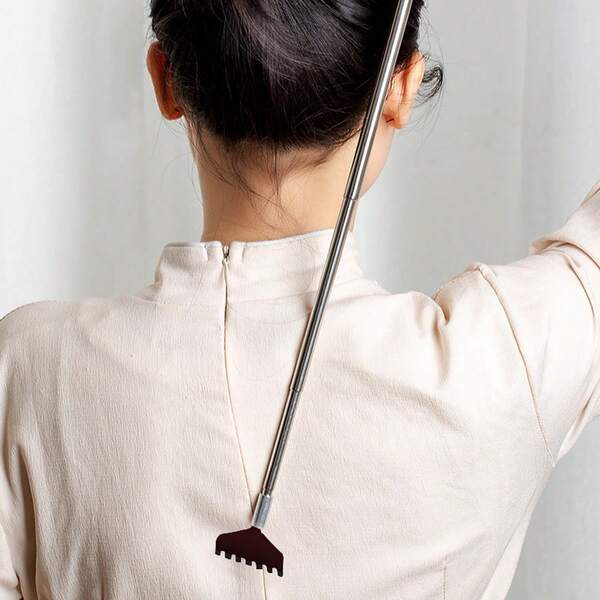 1pc Back Scratcher - Portable Metal Stainless Steel Retracting Massage Tool For Men/Sock Filler, Women, Back Massager, Unbreakable Back Scratcher, Comb For Back Scratching, Back Scratching Tool, Adjustable Back Scratcher, Compact Design, Sturdy Construction, Travel Essential