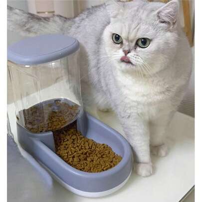 1 barril de armazenamento com cores aleatórias, precisa ser montado por você, alimentador de tigela para cães e gatos com alta transparência e grande capacidade de alimentação de 3,8L