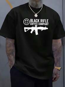 Men's Casual Graphic T-Shirt - Print, Soft Breathable Summer Tee, Regular Fit Round Neck, White With Black Rifle Design, Hand Wash Only, Gun Shirt, Everyday Tee, Minimalist Design, Comfortable Material, Print Tee, Streetwear Lovers,220g Heavy-Duty Pure Cotton T-Shirt, Fashionable And Comfortable Wo's Cotton T-Shirt, Suitable For Weekends, Travel, Shopping, Outdoor Activities Or Leisure, High-Quality Durable Fabric Suitable For All Seasons, Fashionable Top, Men's Summer Cartoon Bear Printed Round Neck Short Sleeve Casual T-Shirt,Just Cruisin' Print T-Shirt, Short Sleeve Casual Top - Đen 3 - Xem 1