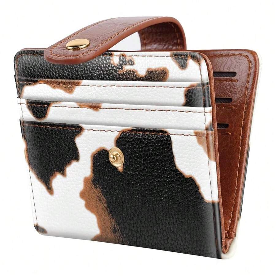 Slim Bifold Wallet RFID Credit Card Wallet Small Cute Card Holder For Women, Brown Cow{"Color_name":"BrownCow"} - 多色22 - 查看 1