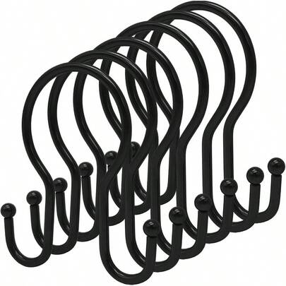 Double Shower Curtain Hooks Rings, 24 Pcs Rustproof Metal Shower Hooks Shower Curtain, Glide Smoothly Double Shower Rings Curtain, Shower Curtain Hangers Rings Bathroom Shower RodBlack