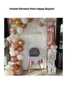 27pcs/Set 32-Inch Rose Gold Number 0-9 Balloons, Mini Rose Gold Crown, For Birthday Party Decorations, Babyshower Balloon Set - Rose Gold - View 6