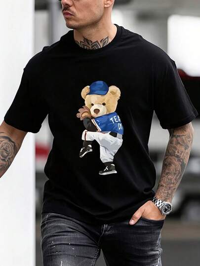 Camisa T unisex. Para hombres. Manga corta. Camisa T de manga corta. Ropa de primavera. Ropa de verano. Prenda de vestir. Prenda superior. Ancha. Silueta grande. Diseño con estampado. Obsequio. Regalo. Estilo street. Primavera. Verano. Otoño. Invierno. Para hombres.