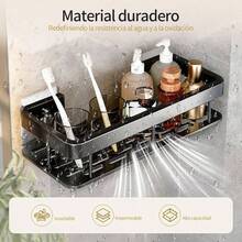 Organizador De Bao, kit de 10 estante para baos Acero inoxidable, repisas bao Sin perforacin, con estante de almacenamiento, adhesivos, Ganchos y jabonera, para organizacion hogar del baos y cocina A - B - Ver 4