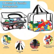 2 Paquetes De Bolsas Grandes Para Juguetes Con Etiquetas, Para Bloques De Construccin, Rompecabezas, Libros Para Nios 2PCS - L - 4PCS-L - Ver 3