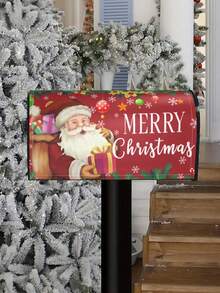 1PC Christmas Outdoor Mailbox Cover, Xmas Tree/Snowman/Santa Claus/Cute Puppy Printed Decor, Durable Fiber Material For Holiday Garden Yard & Party Decoration