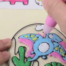 DIY Window Paint Art And Crafts Boys And Girls Drawing Jewelry Toys Making Kit Set Colored Sparking Plactic Glitter Charms Bracelet Accessories Inspired Gifts Pack Ideal Creative Activity Gift Easter Christmas Birthday Family Night Dinosaur Adventure Window Art