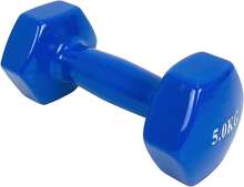 COSHANO Mancuerna pesa de 5kg de acero cubierta en vinilo suave y antideslizante Ejercicio en Casa, gimnasia, musculación. Color Azul - Azul - Ver 3