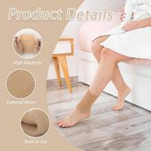 2 Pcs Ankle Gel Sleeve Padded Skate Guards Elastic Ankle Wrist Protector Brace Ankle Compression Sleeve Foot Support Socks Figure Skating Hockey Running Riding - Beige - View 5