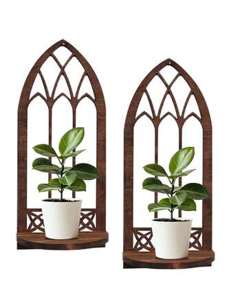 Gothic Window Shelf- Unique Cathedral Wood Shelves For Plants, Candles, And Treasures- Ideal Home Decor Gift