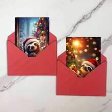 1 张/2 张迷人树懒圣诞/生日贺卡，冬季主题，适合生日、祝贺、感谢、圣诞节等场合，适合每个人的完美圣诞/生日礼物，高品质卡纸，质地舒适