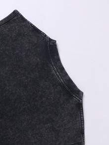 Dark Fantasy Art Design New Retro Street Style 230g Heavy Cotton Washed Distressed Sleeveless Vest Casual Loose Fit Underwear Vest - màu đen - Xem 4