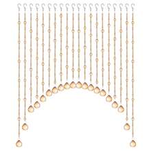 Arched Crystal Beaded Curtain Fringe Hippie Room Divider Hanging Door String Curtain For Doorway Window Hallway Home Decor - Champagne - View 2