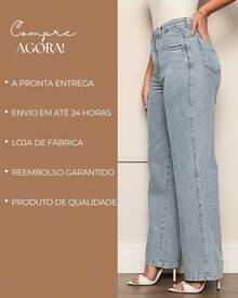 Gaven Women's Wide Leg 100% Jeans, Premium Thick Marbled Fabric, High Waist - Xám - Xem 8