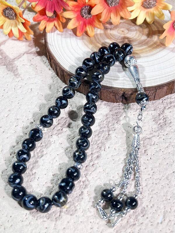 1 Stück exklusives muslimisches Glaubensaccessoire im Nahost-Stil, mehrfarbige Glasperlen-Tasbih (Gebetsperlen), die religiöse Kultur und künstlerische Ästhetik vereinen, geeignet für Andacht und täglichen Gebrauch, hochwertiges religiöses Artikel