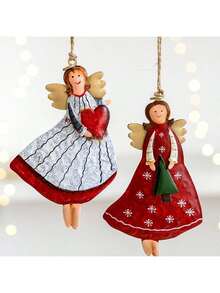 1 PIEZA Decoración de ángel de madera, decoraciones de árbol de Navidad 2D y artesanías navideñas, decoraciones de escena, decoraciones navideñas, decoraciones de habitación, decoraciones para el hogar, decoraciones de oficina, decoraciones para fiestas temáticas, decoraciones de Navidad