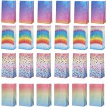 24PCS Party Gift Bag With Thank You Stickers Wrapping Gift Paper Bags For Girls Boys Birthday Bags Party Bags Wedding Favor Bags