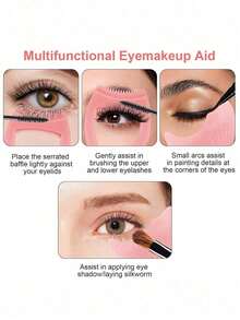 3-In-1 Detachable Eyelash Tool Set, Includes Eyelash Mascara Protector, Eyeliner Template, Eyeshadow Template, Pink Eyelash Curler, Wing Eyeliner Pen, Mermaid Eyelash Mascara Protector, Silicone Eyelash Separator, Reusable Makeup Eyelash Tools, Multi-Functional Eye Makeup Assist & Protect Tools, Detachable Pink Eyelash Helper, Beauty Makeup Tools, Eyelash & Eyeliner Drawing Auxiliary, Eyelash Card