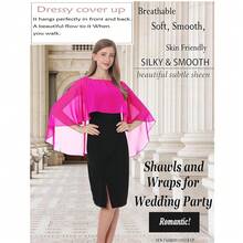 Baoqiya Women's Capelet Shawls And Wraps For Evening Dresses Soft Bridesmaid Shawl Chiffon Cape Wedding Cover Up{"Color_name":"Rose"} - rose - 查看 5