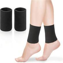 2 Pcs Ankle Gel Sleeve Padded Skate Guards Elastic Ankle Wrist Protector Brace Ankle Compression Sleeve Foot Support Socks Figure Skating Hockey Running Riding - Black - View 2