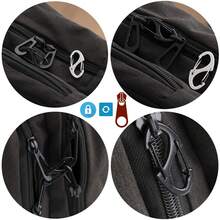 6-Piece Backpack Zipper Lock Set, Alloy Zipper Clip Anti-Theft Deterrent, Anti-Theft Zipper Clip Keeps Zippers Closed, Backpack Hanging Alloy Outdoor Camping Multi-Functional S Buckle Metal Hanging Hook, Connects Keychain - Black - View 4