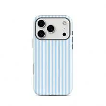 Fashionable Fresh Blue And White Striped Glossy Phone Case For IPhone 17 Air 16PM 15PM 13/13 Mini 12 11 XS Max 7 SE2FOR-YOUR-BELOVED-PHONE - 1PC - 查看 3