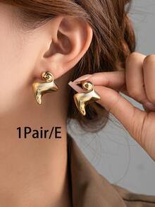 2025 秋冬 12 对金色几何圆形、不对称、波浪形、水滴形、螺旋形、堆叠球形耳环套装 - 适合节日、派对和日常佩戴 - 金色 - 查看 12