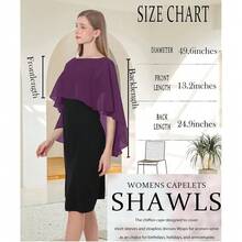 Baoqiya Women's Capelet Shawls And Wraps For Evening Dresses Soft Bridesmaid Shawl Chiffon Cape Wedding Cover Up{"Color_name":"PlumPurple"} - 梅紫 - 查看 4