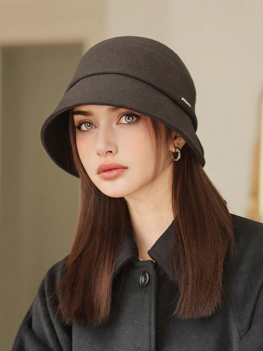 1 chiếc mũ vành lớn mới thời trang thu đông dành cho nữ, mũ lưỡi trai nhỏ tôn khuôn mặt, mũ chóp tròn đa năng thường ngày có nơ, thích hợp cho các buổi đi chơi hàng ngày, mua sắm, hẹn hò và những dịp trang trọng - Nhiều màu - Xem 1