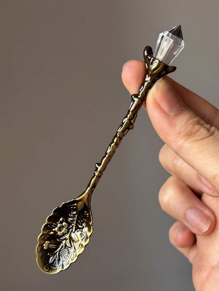 2 件咖啡勺套装甜点勺皇家风格金属雕刻茶匙适用于厨房餐厅酒吧和茶会，非常适合生日圣诞节万圣节父亲节母亲节礼物 - 彩色 - 查看 1