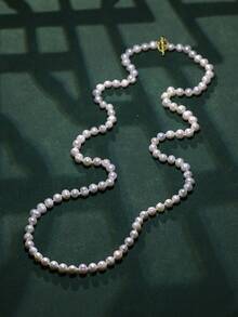 1 Stück Damen Mode eleganter asymmetrischer Perlenkette mit Doppelschicht Lässig Langarm Pullover, geeignet für die Hochzeitssaison