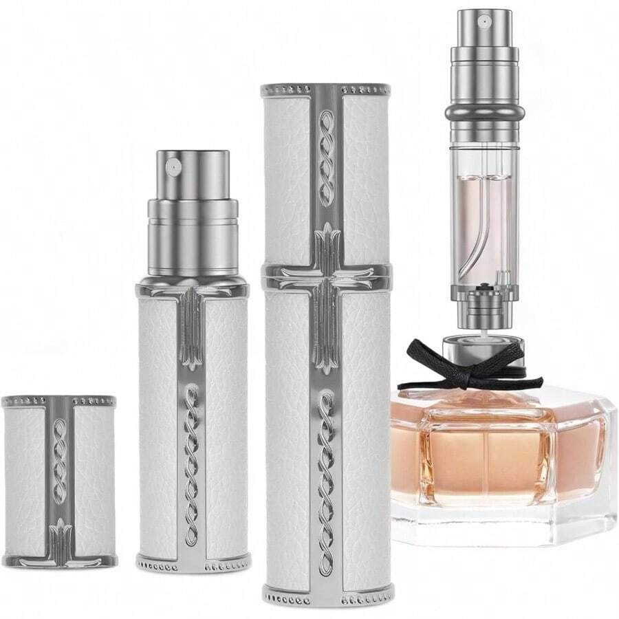 BF00WHB Leather Perfume Bottle 5ml U2013 Bottom - Fill Refillable Dispenser, Leak - Proof Portable Men Women, Travel, Gifting Daily Use WHB - BG00WHS - View 1