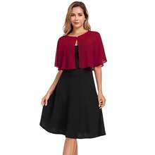 Women's Soft Chiffon Capelets Shawls And Wraps For Evening Wedding Cape Bole Cover Up{"Color_name":"WineRed"} - WineRed - View 5