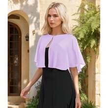 Women's Soft Chiffon Capelets Shawls And Wraps For Evening Wedding Cape Bole Cover Up{"Color_name":"Lilac"} - 紫丁香 - 查看 4