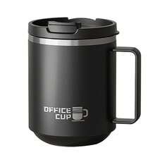 1 pieza Taza de café de acero inoxidable 304 de doble pared de 500 ml con tapa y asa, taza de agua aislada de doble capa portátil resistente a quemaduras, taza térmica sellada para leche y café, vaso, taza para beber de gran capacidad, adecuada para estudiantes y adultos en la escuela, oficina, campamento al aire libre, picnic, viaje