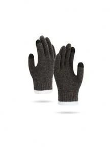 1 Pair Knitted Knitted Gloves, Warm Touchscreen Gloves For Women & Men, Thermal Lined, Autumn/Winter