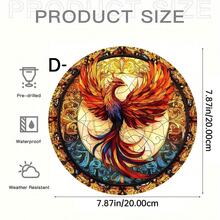 Atrapasol de Fénix Ardiente - Letrero redondo de acrílico con vibrantes plumas naranjas y rojas, decoración colgante de ventana con estilo de vidrio de colores, decoración del hogar cálida e invitadora para ocasiones festivas y del hogar, arte de pared vívido | Decoración de atrapasol, decoración navideña, decoración del Día de San Valentín, decoración dulce - Acrílico-redondo - Ver 15