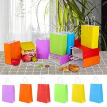 24 Pieces Paper Gift Bags In 6 Colors Kraft Paper Party Favor Bags With Handles For Birthday Wedding And Party Supplies