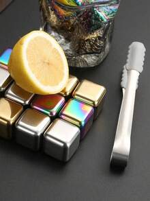 8 件/套不锈钢 304 速冻冰块带夹子，酒吧饮料冰夹套装，盒装，派对，生日，户外露营，父亲节礼物 - 銀色 - 查看 7