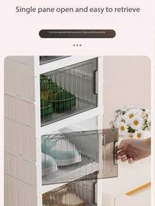 1 件可折叠鞋架，防尘宿舍鞋子收纳可折叠鞋盒，篮球鞋盒，塑料鞋盒，透明入口鞋架，家用鞋柜，鞋子收纳套装 - 彩色 - 查看 8